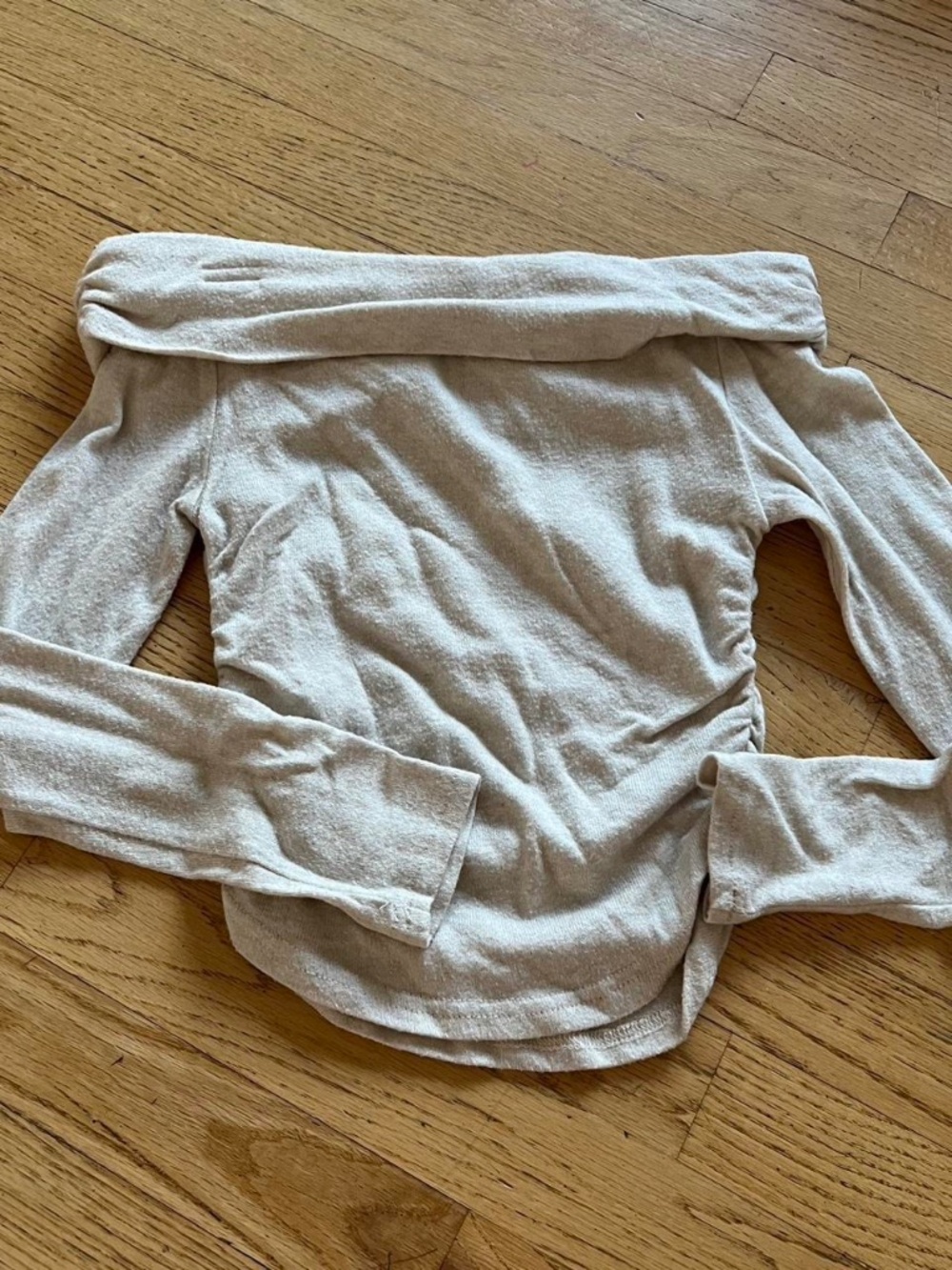 Women's beige off the shoulder crop top